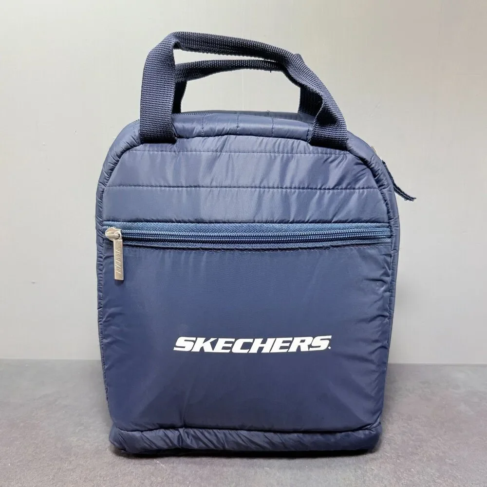 Skechers Insulated Lunch Bag Navy Quilted Aviana Tote | Front Zip